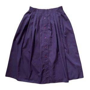 Vintage 80s 90s Eggplant Purple Full Midi Skirt with Pockets Medium